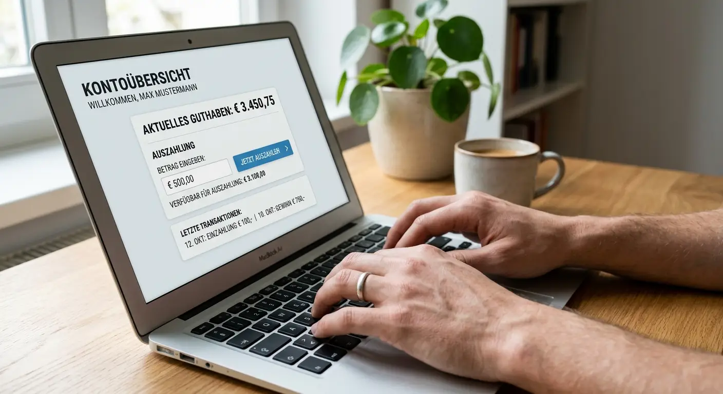 Casino ohne OASIS Auszahlung und Kontoverwaltung am Laptop